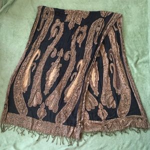 Black and Gold Paisley Pashmina Scarf